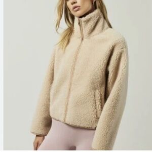 Varley Women's Highwood Sherpa Teddy Cream High Neck Jacket Size Small